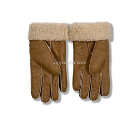 UGG Женские Кожаные Перчатки Коричневые