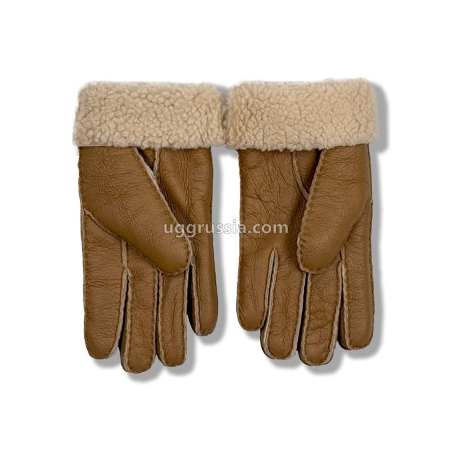 UGG Женские Кожаные Перчатки Коричневые