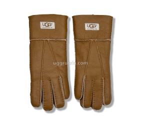 UGG Женские Кожаные Перчатки Коричневые