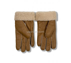 UGG Перчатки Кожаные Женские Коричневые