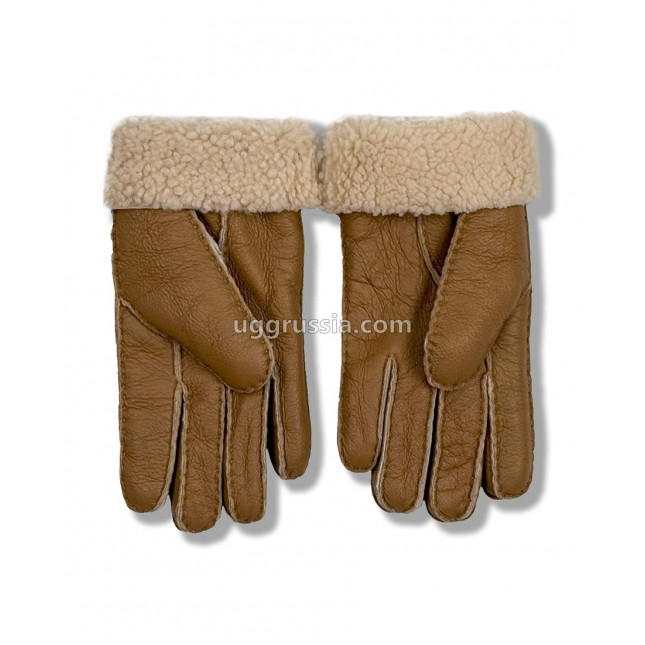 UGG Перчатки Кожаные Женские Коричневые