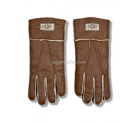 UGG Перчатки Кожаные Женские Коричневые