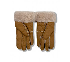 UGG Перчатки Кожаные Женские Коричневые