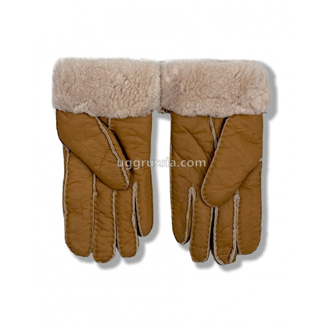 UGG Перчатки Кожаные Женские Коричневые