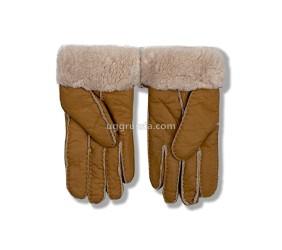 UGG Перчатки Кожаные Женские Коричневые