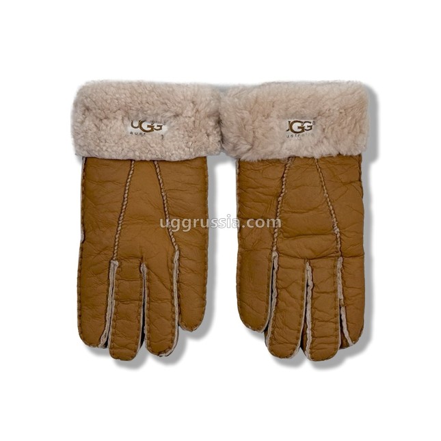 UGG Перчатки Кожаные Женские Коричневые