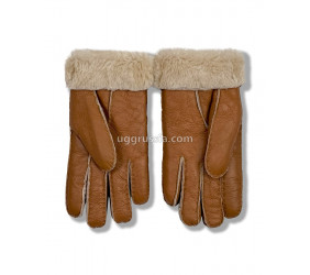 UGG Перчатки Кожаные Женские Коричневые