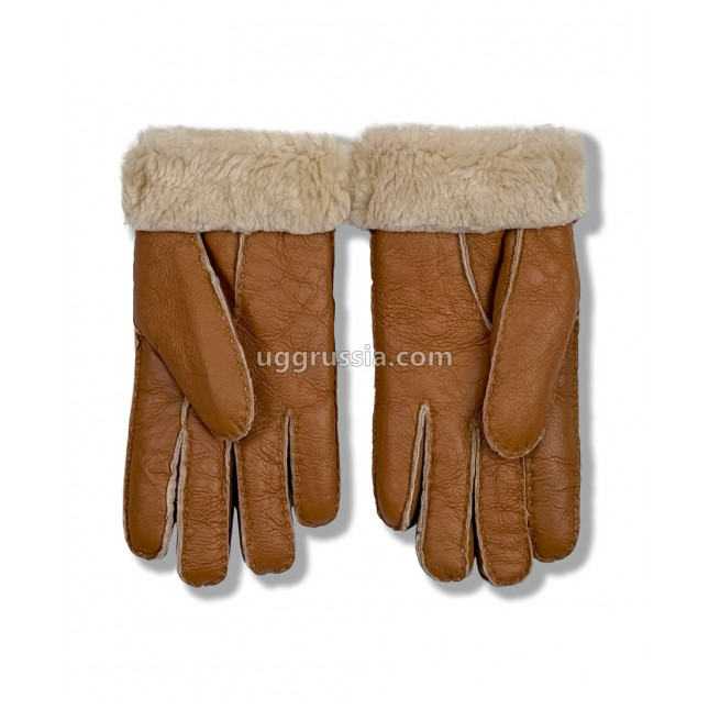 UGG Перчатки Кожаные Женские Коричневые