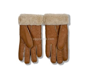 UGG Перчатки Кожаные Женские Коричневые