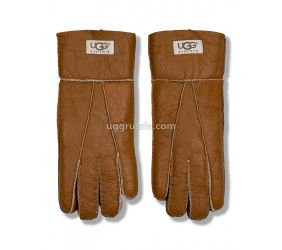 UGG Перчатки Кожаные Женские Коричневые