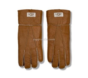 UGG Перчатки Кожаные Женские Коричневые