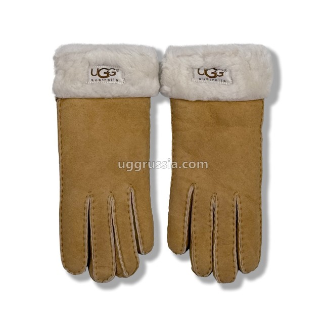 UGG Перчатки Замшевые Женские Коричневые