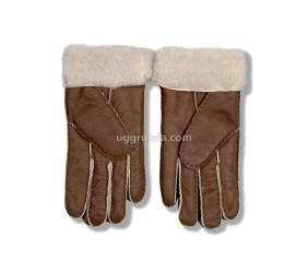 UGG Перчатки Кожаные Женские Коричневые