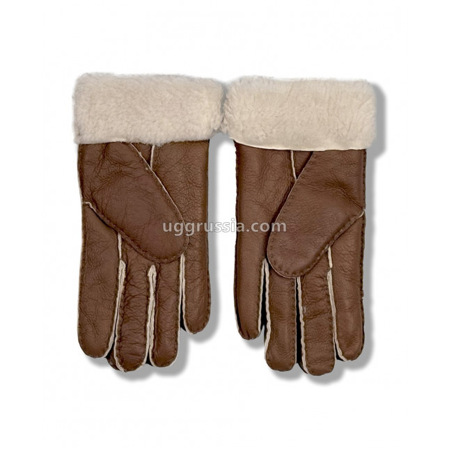 UGG Перчатки Кожаные Женские Коричневые