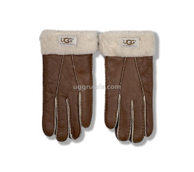 UGG Перчатки Кожаные Женские Коричневые