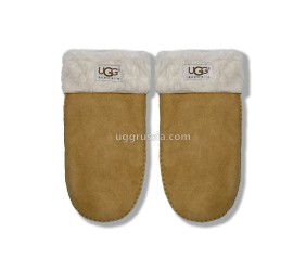 UGG Варежки Замшевые Женские Коричневые
