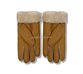 UGG Перчатки Кожаные Женские Коричневые