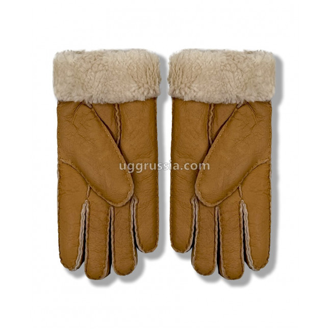 UGG Перчатки Кожаные Женские Коричневые