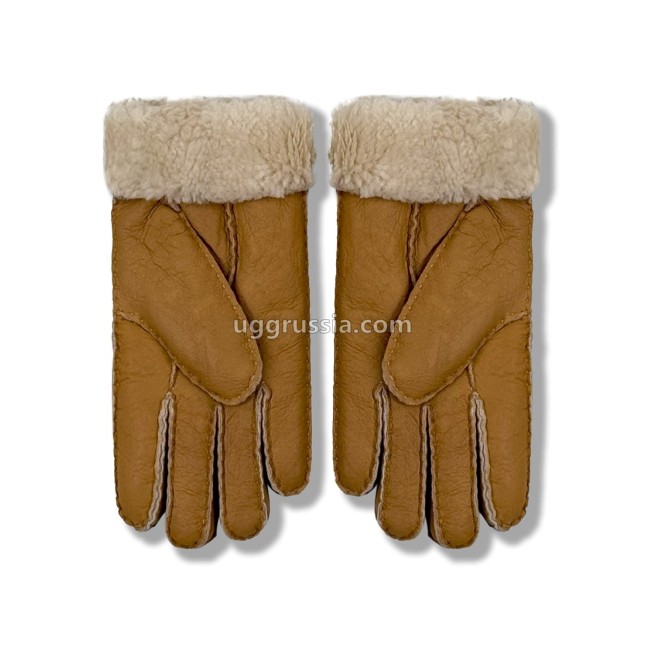 UGG Перчатки Кожаные Женские Коричневые