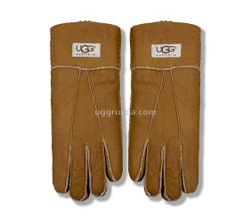UGG Перчатки Кожаные Женские Коричневые