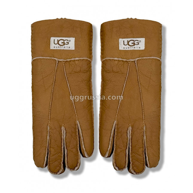 UGG Перчатки Кожаные Женские Коричневые