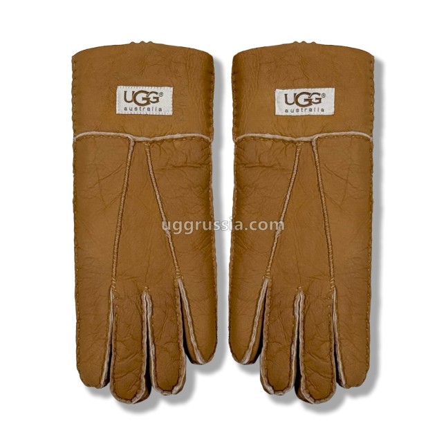 UGG Перчатки Кожаные Женские Коричневые