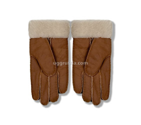 UGG Перчатки Кожаные Женские Коричневые