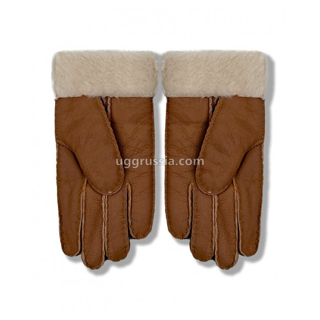 UGG Перчатки Кожаные Женские Коричневые