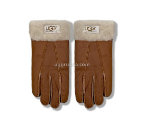UGG Перчатки Кожаные Женские Коричневые