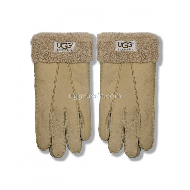UGG Перчатки Кожаные Женские Коричневые