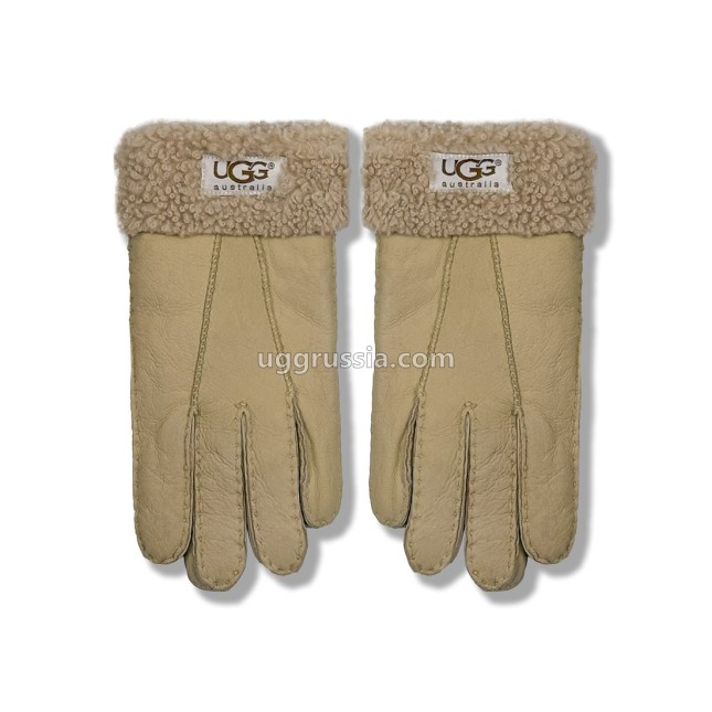 UGG Перчатки Кожаные Женские Коричневые