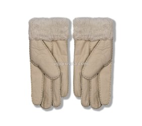 UGG Перчатки Кожаные Женские Бежевые