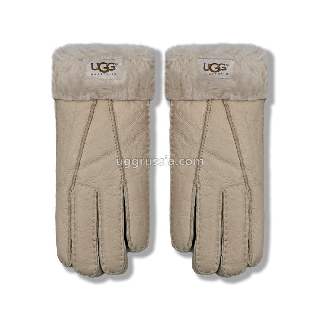 UGG Перчатки Кожаные Женские Серые
