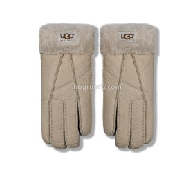 UGG Перчатки Кожаные Женские Бежевые