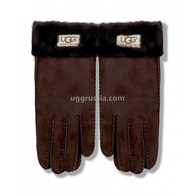 UGG Перчатки Замшевые Женские Коричнеые