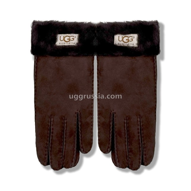 UGG Перчатки Замшевые Женские Коричневые