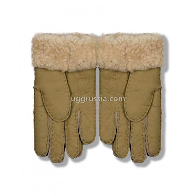 UGG Перчатки Кожаные Женские Коричневые