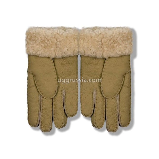 UGG Перчатки Кожаные Женские Коричневые