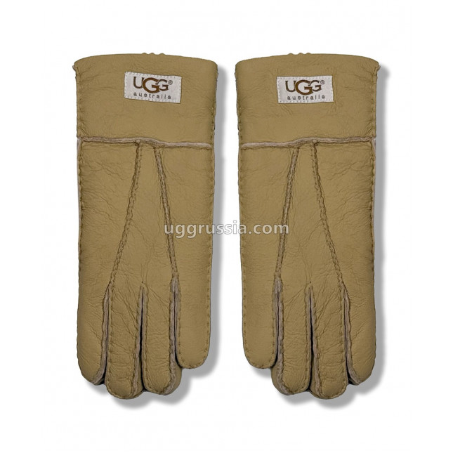UGG Перчатки Кожаные Женские Коричневые