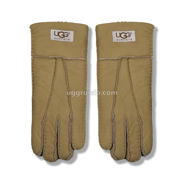 UGG Перчатки Кожаные Женские Коричневые