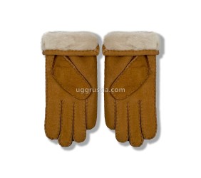 UGG Перчатки Замшевые Женские Коричневые