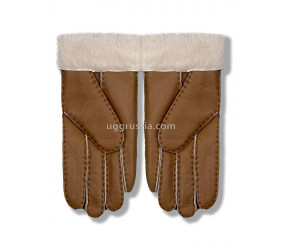 UGG Перчатки Кожаные Женские Коричневые