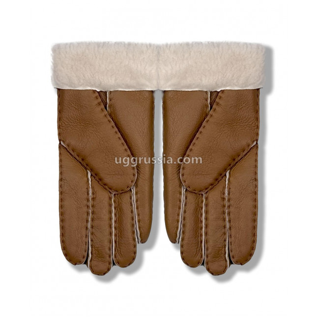 UGG Перчатки Кожаные Женские Коричневые