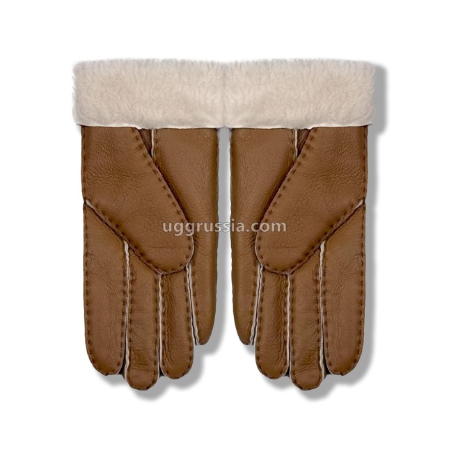 UGG Перчатки Кожаные Женские Коричневые