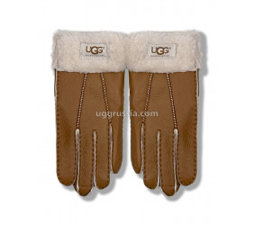 UGG Перчатки Кожаные Женские Коричневые