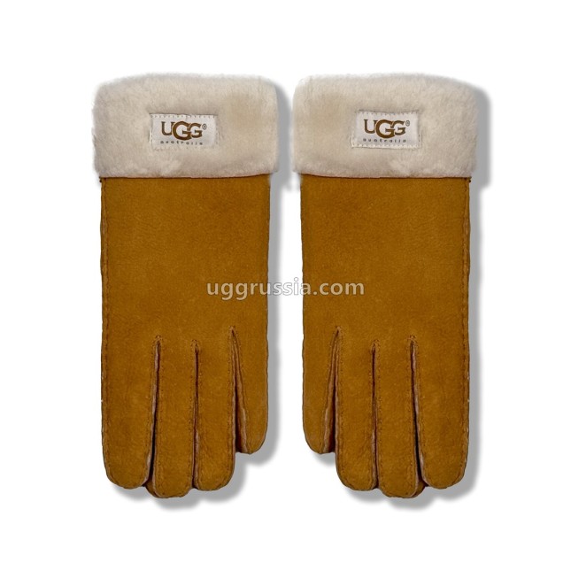 UGG Перчатки Замшевые Женские Коричневые