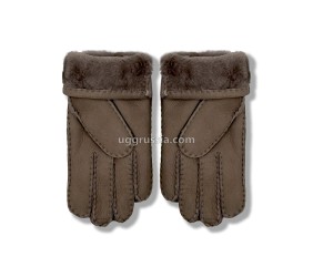 UGG Перчатки Кожаные Мужские Коричневые