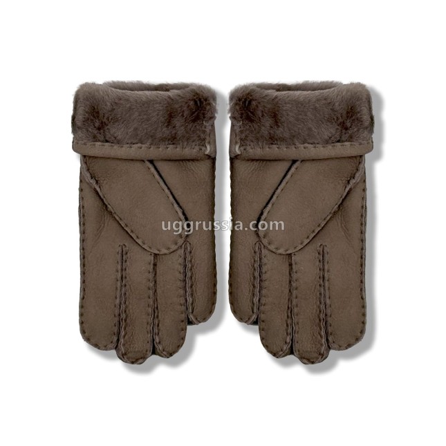UGG Перчатки Кожаные Мужские Коричневые