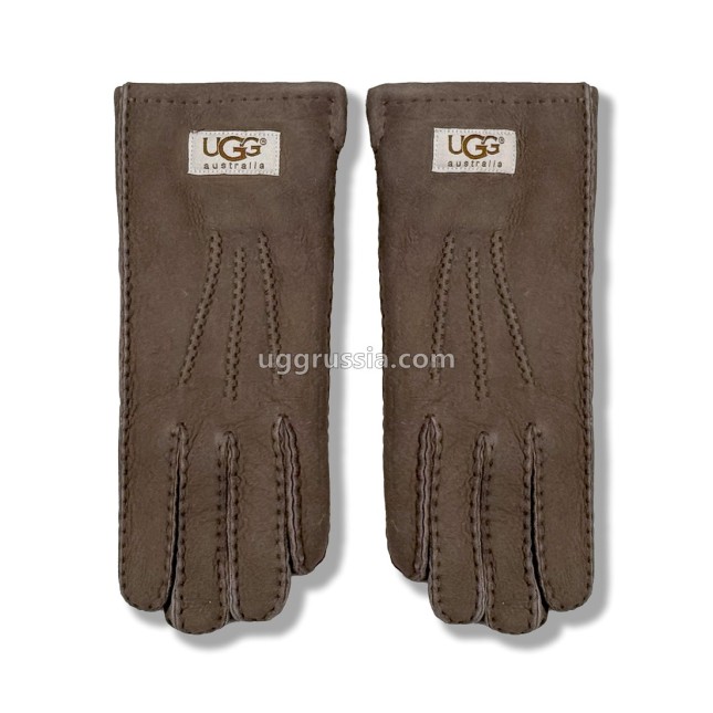 UGG Перчатки Кожаные Мужские Коричневые