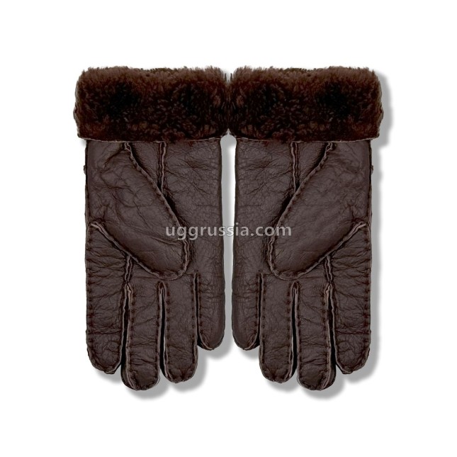 UGG Перчатки Кожаные Мужские Коричневые